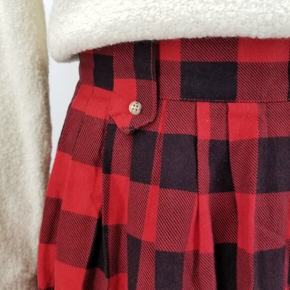 Vintage Breeches Christmas Skirt Red Black Buffalo Snowflake Reindeer Print Hem - Picture 6 of 12